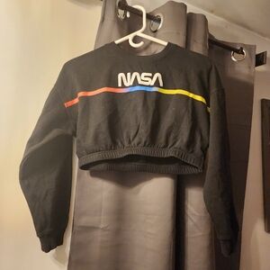 Forever 21 Black Cropped NASA Sweatshirt